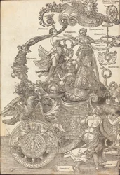 De triomfwagen van Maximiliaan I (De grote triomfwagen) [plaat 1 van 8]